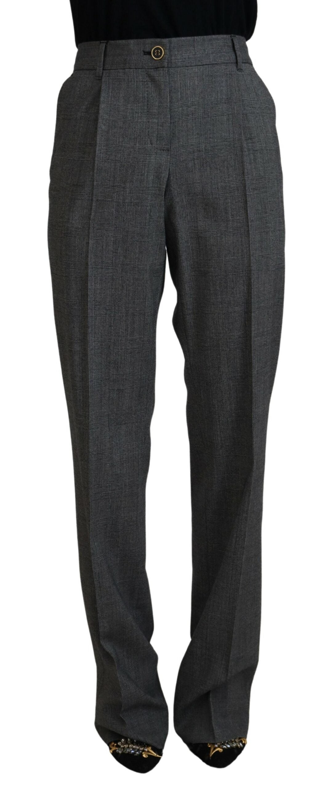 Dolce &amp; Gabbana Karierte Hose aus Schurwolle mit hoher Taille