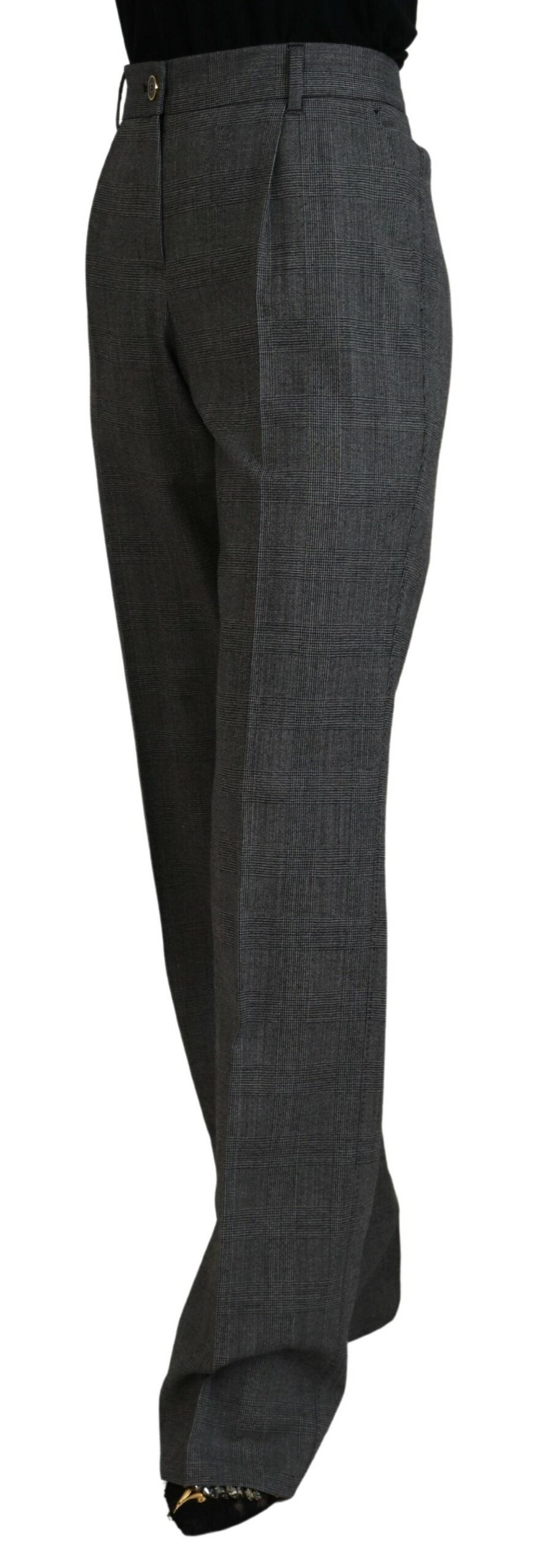 Dolce &amp; Gabbana Karierte Hose aus Schurwolle mit hoher Taille