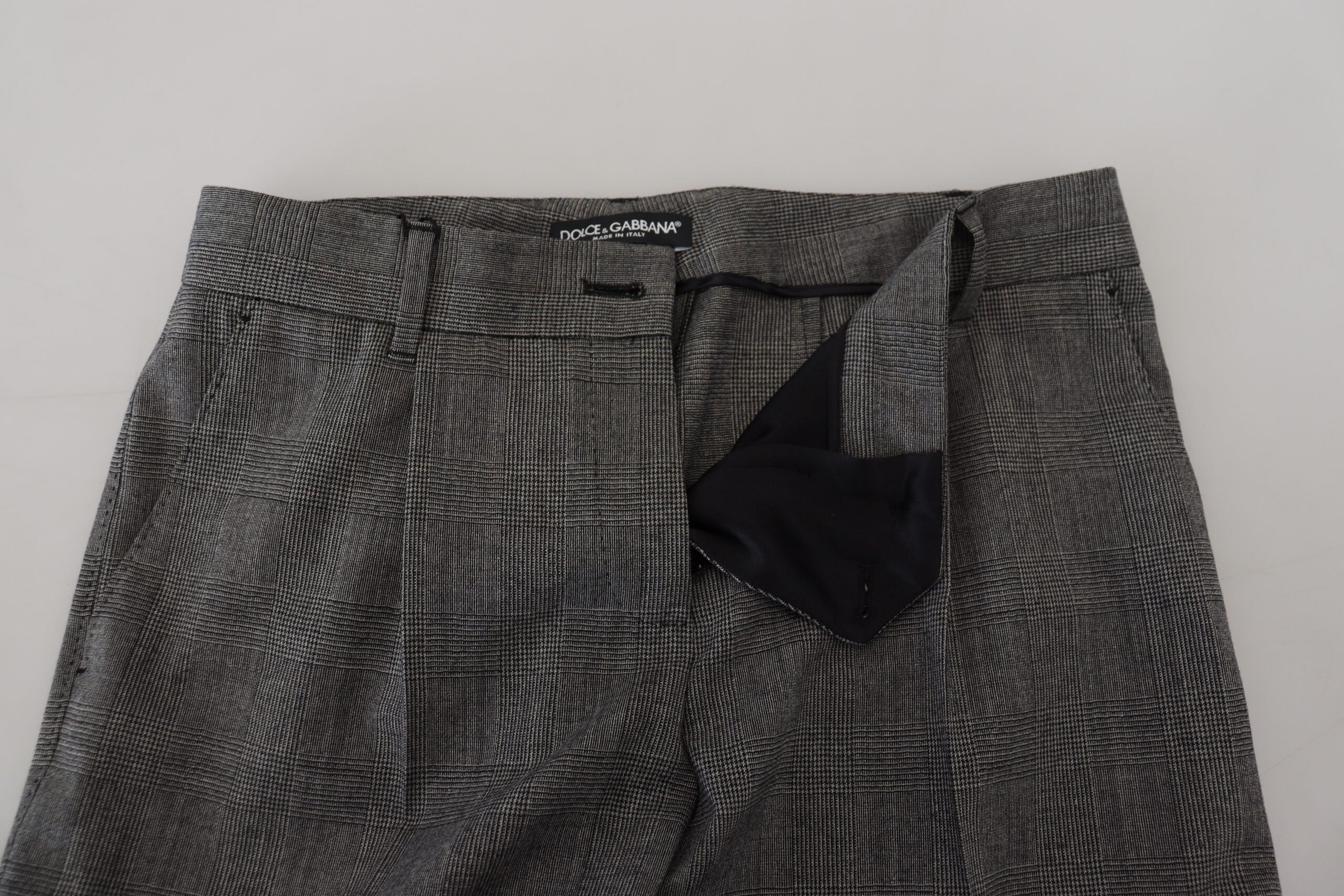 Dolce &amp; Gabbana Karierte Hose aus Schurwolle mit hoher Taille