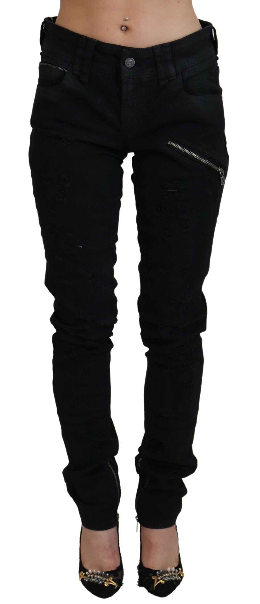 John Galliano – Schicke, schwarze Schlagjeans mit mittlerer Taille