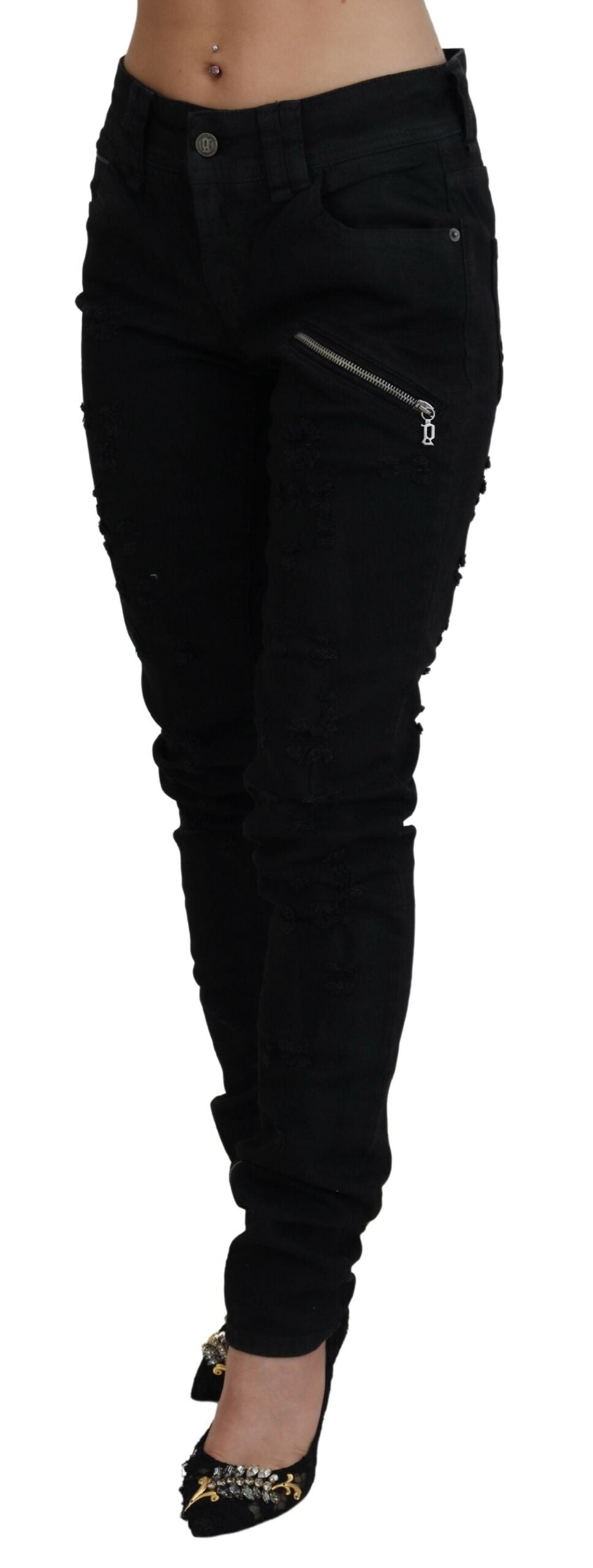 John Galliano – Schicke, schwarze Schlagjeans mit mittlerer Taille