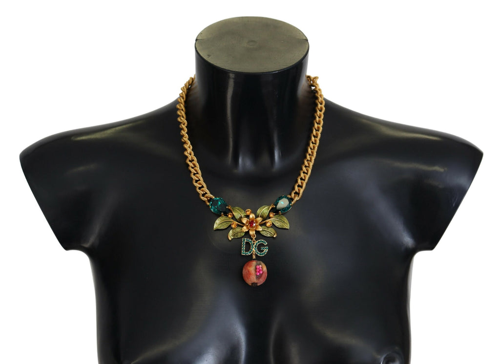 Collier élégant Dolce &amp; Gabbana à motif floral et fruit doré