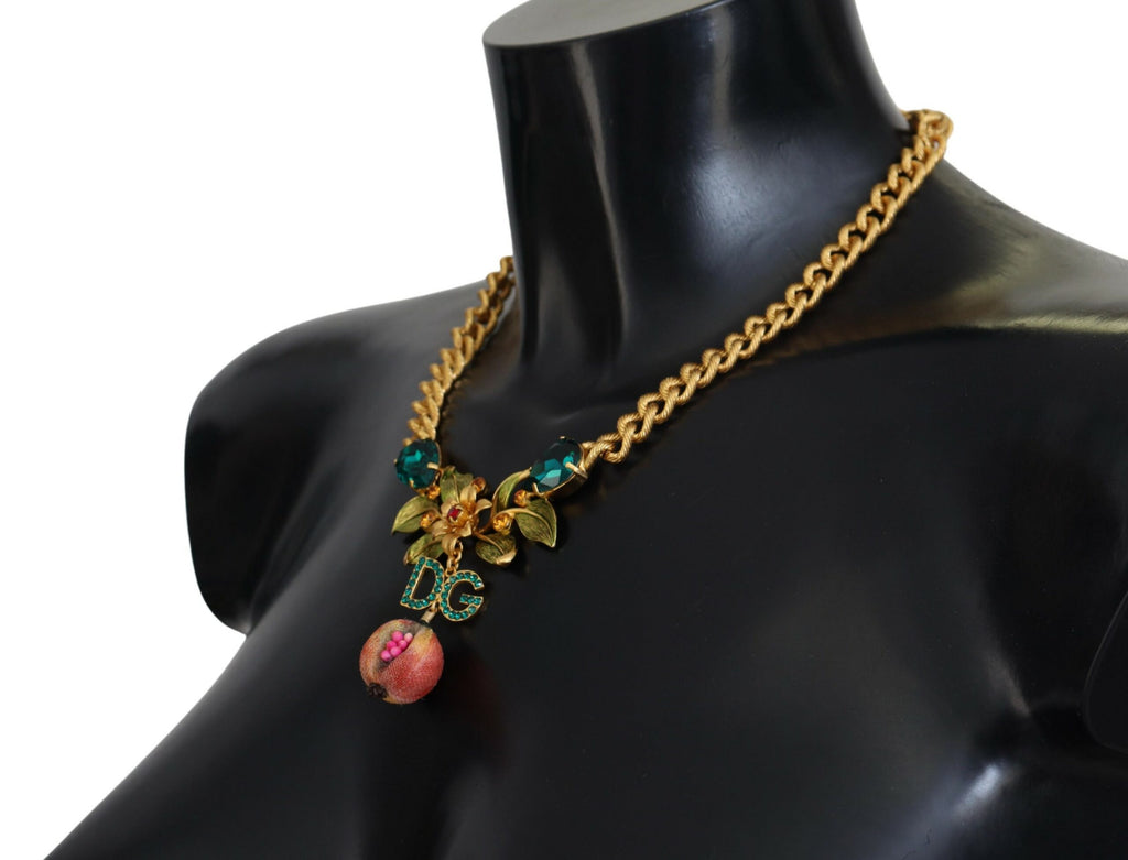 Collier élégant Dolce &amp; Gabbana à motif floral et fruit doré