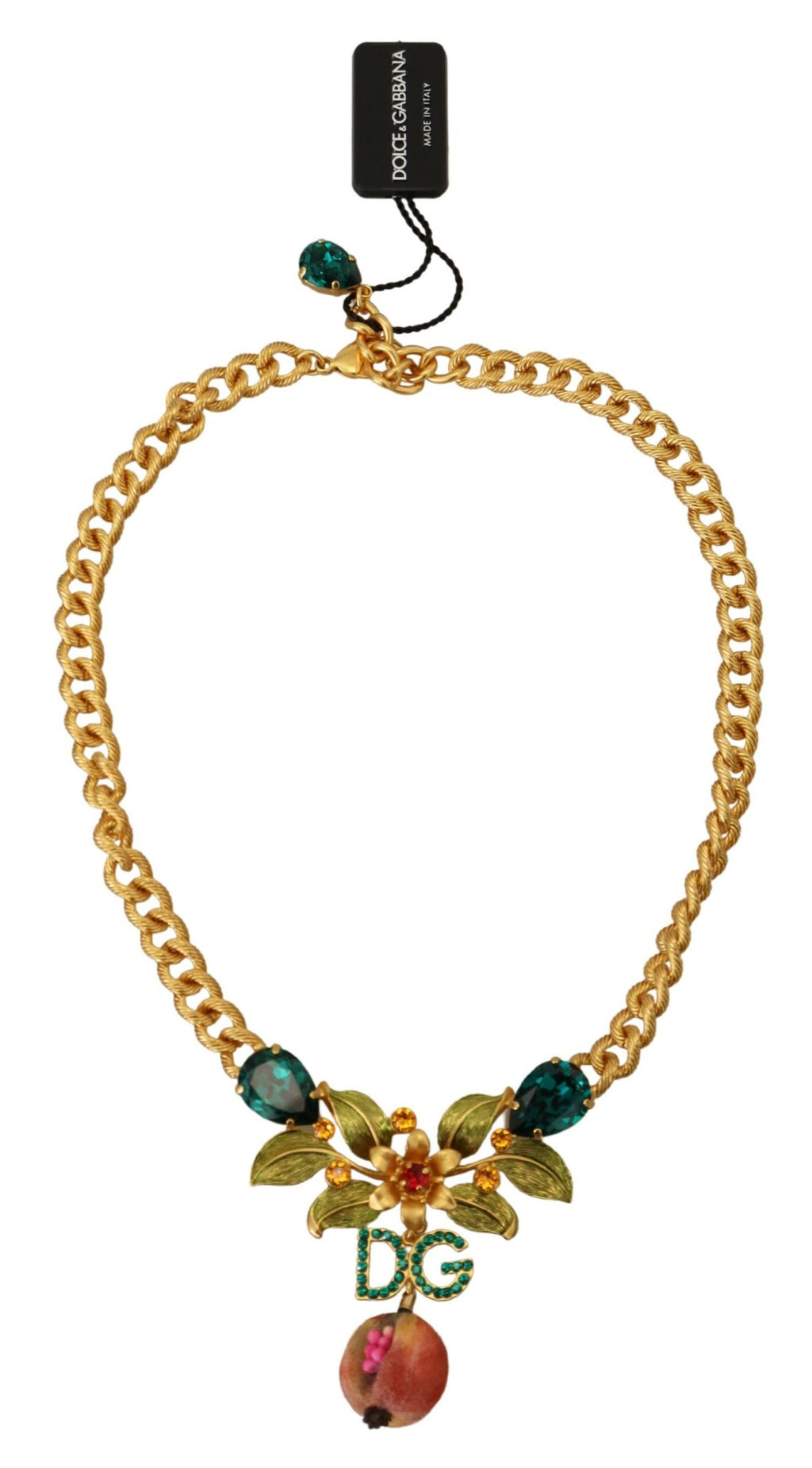 Collier élégant Dolce &amp; Gabbana à motif floral et fruit doré