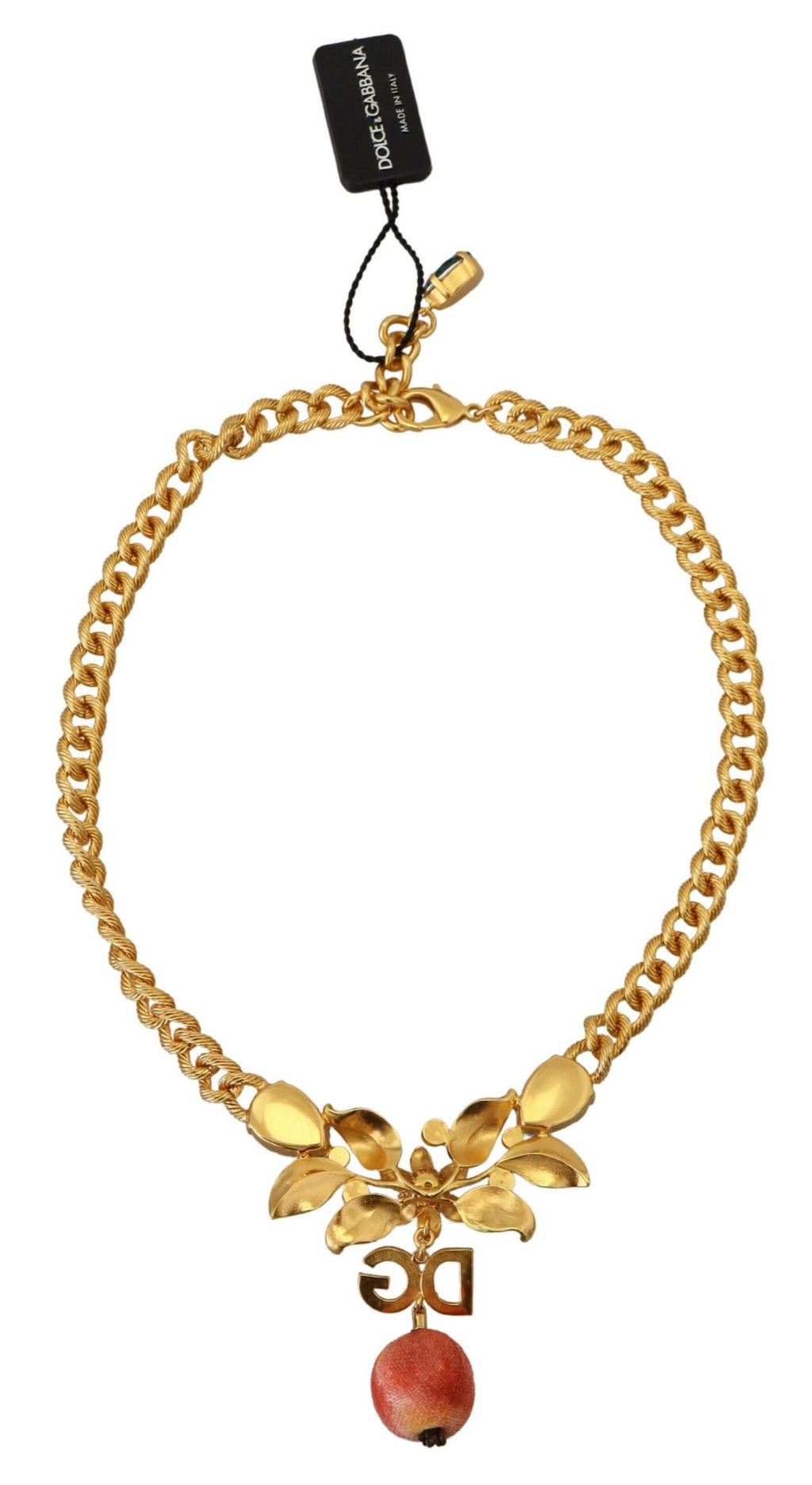 Collier élégant Dolce &amp; Gabbana à motif floral et fruit doré
