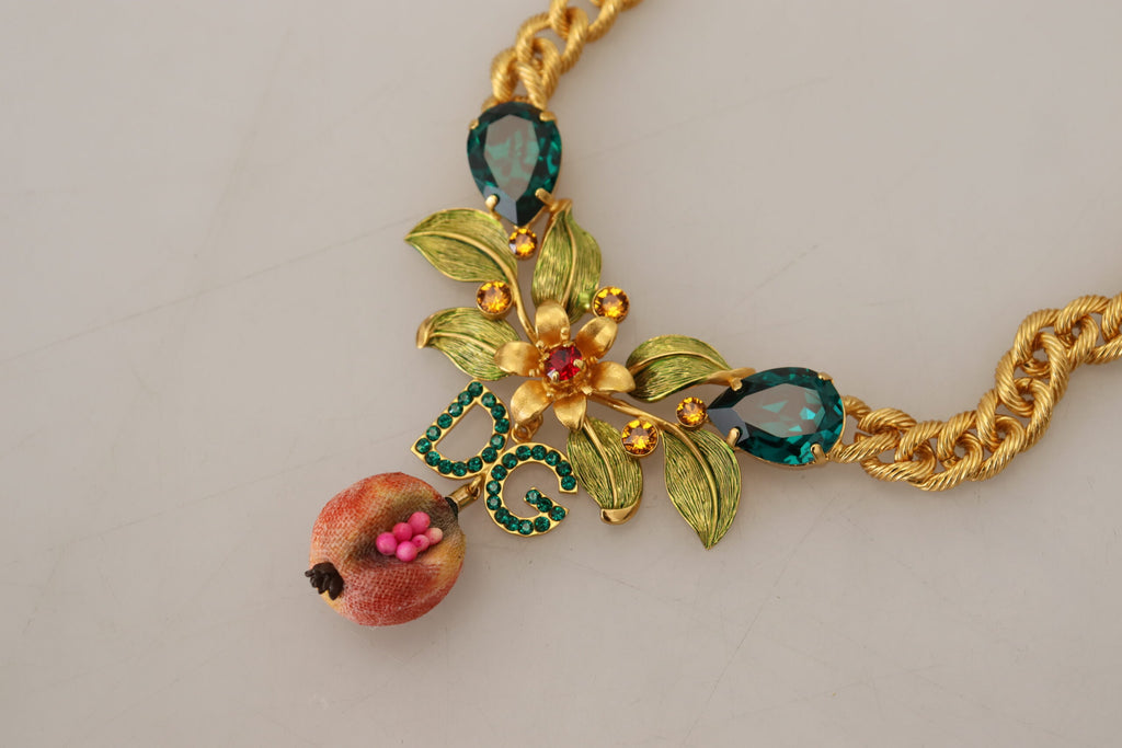 Collier élégant Dolce &amp; Gabbana à motif floral et fruit doré