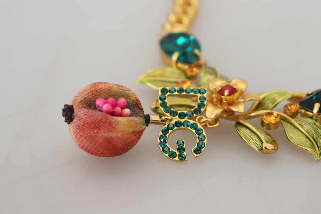 Collier élégant Dolce &amp; Gabbana à motif floral et fruit doré