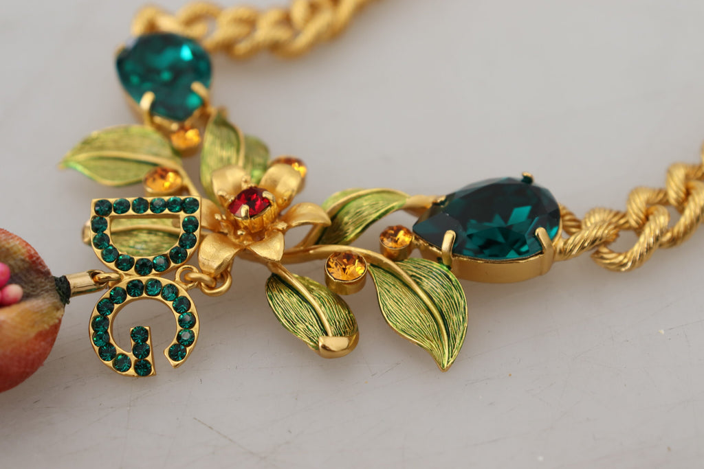 Collier élégant Dolce &amp; Gabbana à motif floral et fruit doré