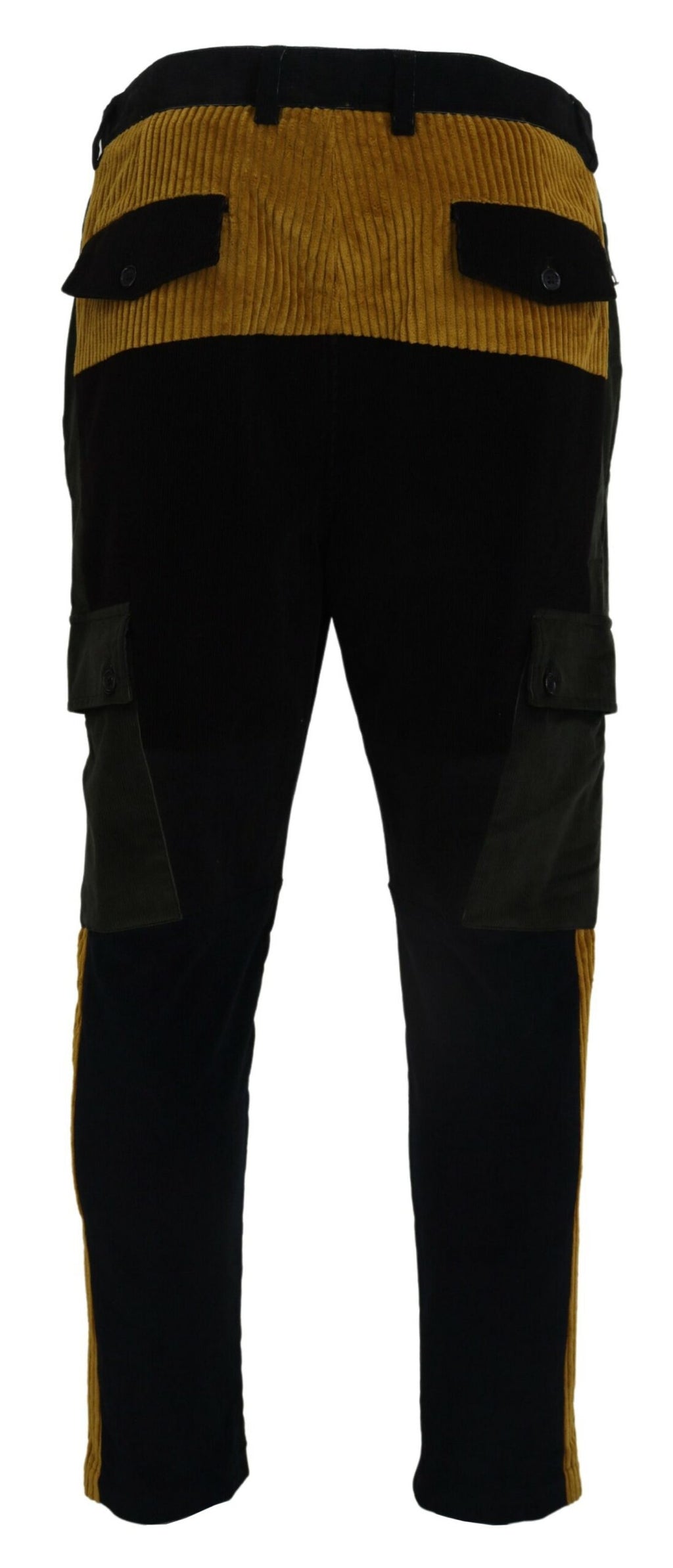 Dolce &amp; Gabbana Elegante schwarze konische Hose mit gelbem Akzent