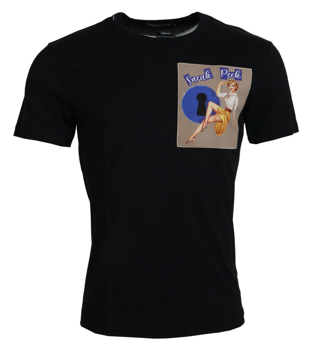 Dolce &amp; Gabbana – Schickes schwarzes Baumwoll-T-Shirt für den modernen Mann