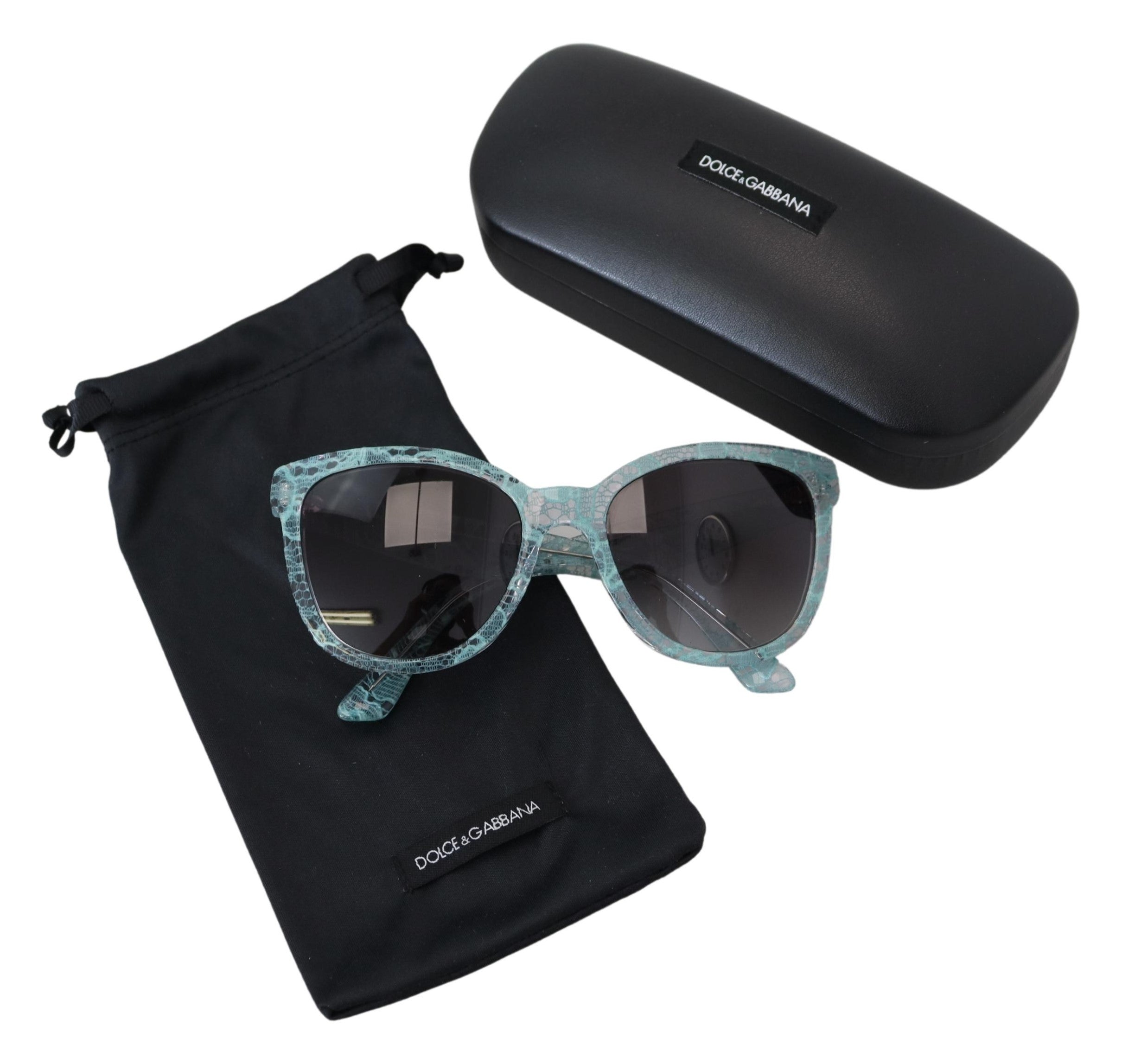 Dolce &amp; Gabbana Elegante Sonnenbrille mit blauem Spitzendetail