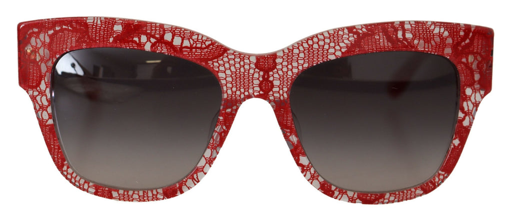 Dolce &amp; Gabbana Elegante Sonnenbrille mit rotem Spitzendetail
