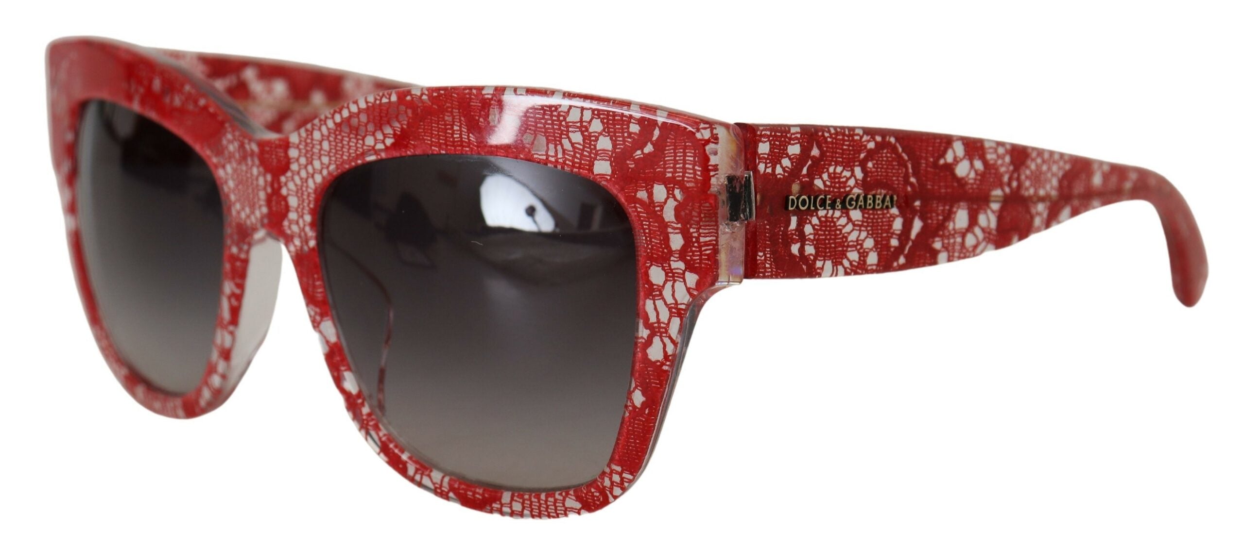 Dolce &amp; Gabbana Elegante Sonnenbrille mit rotem Spitzendetail