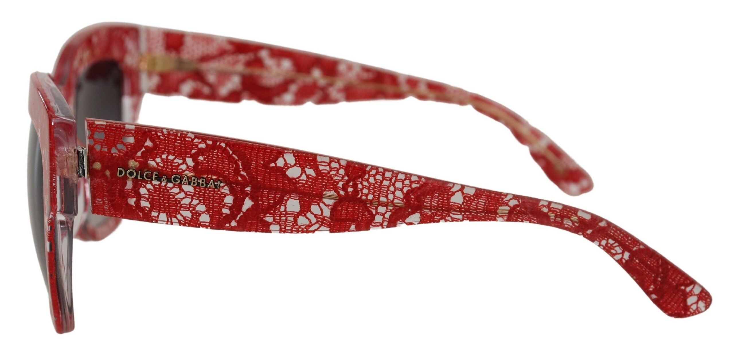 Dolce &amp; Gabbana Elegante Sonnenbrille mit rotem Spitzendetail