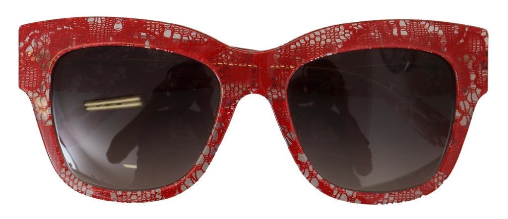 Dolce &amp; Gabbana Elegante Sonnenbrille mit rotem Spitzendetail