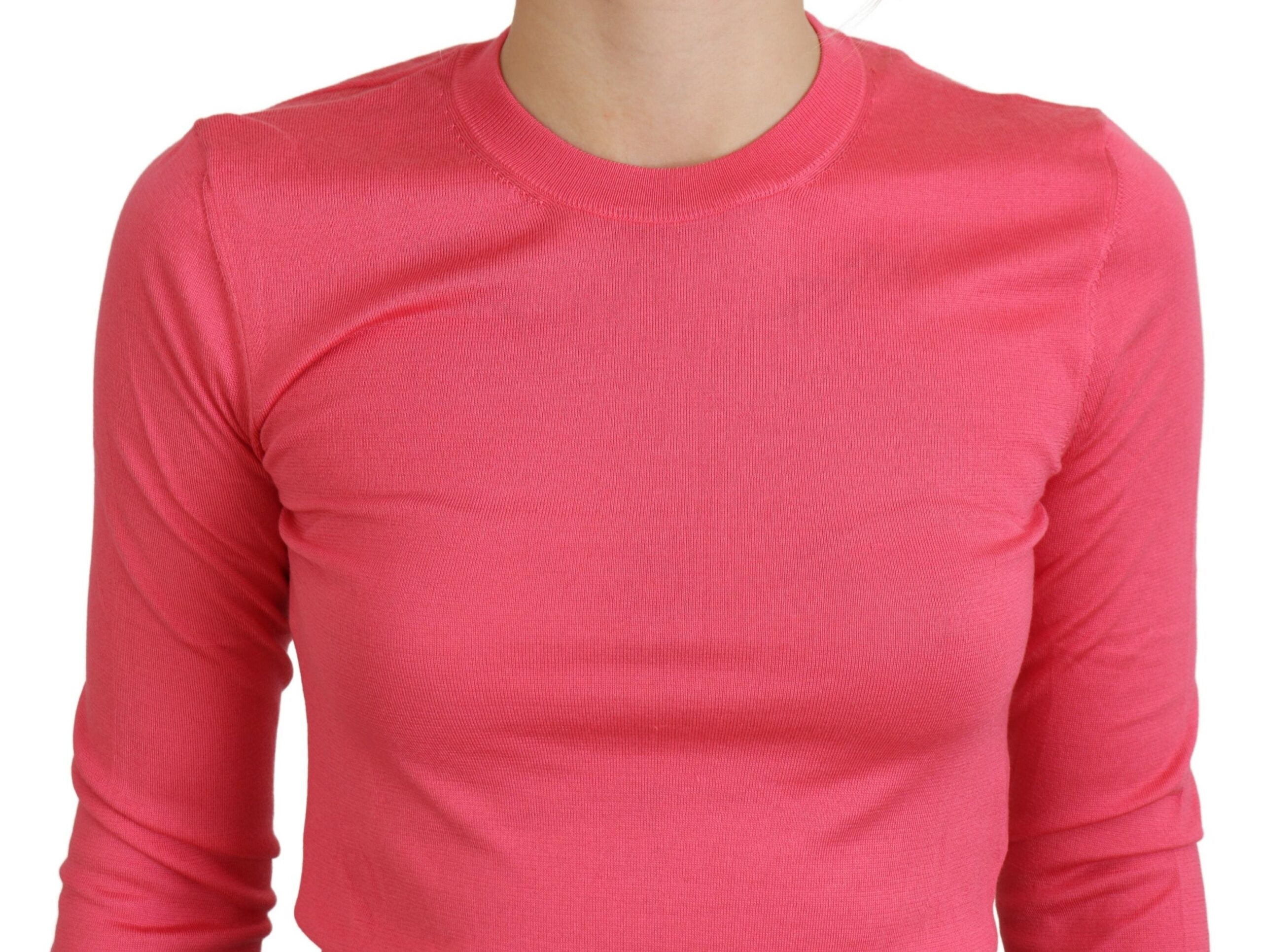 Dolce &amp; Gabbana Eleganter rosa kurzer Pullover mit Rundhalsausschnitt