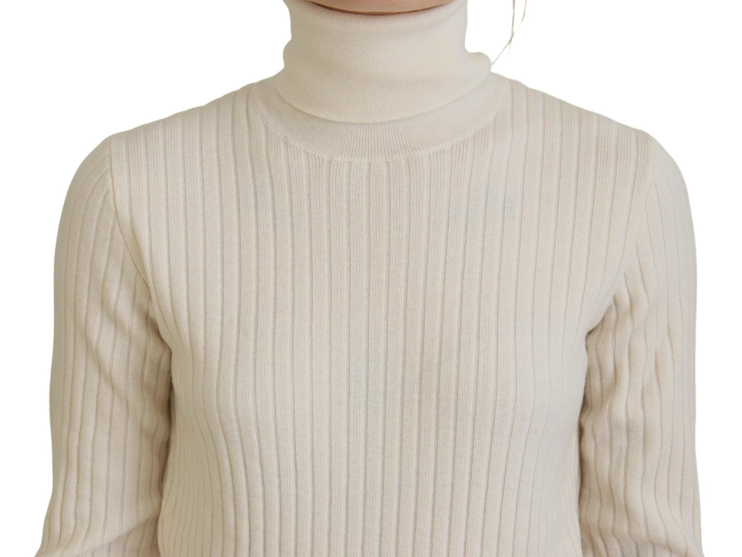 Dolce &amp; Gabbana Elfenbeinfarbener Rollkragenpullover aus Wollmischung