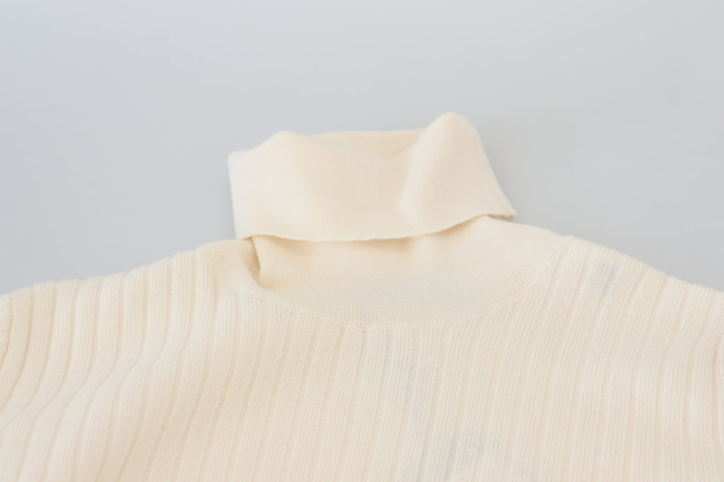 Dolce &amp; Gabbana Elfenbeinfarbener Rollkragenpullover aus Wollmischung