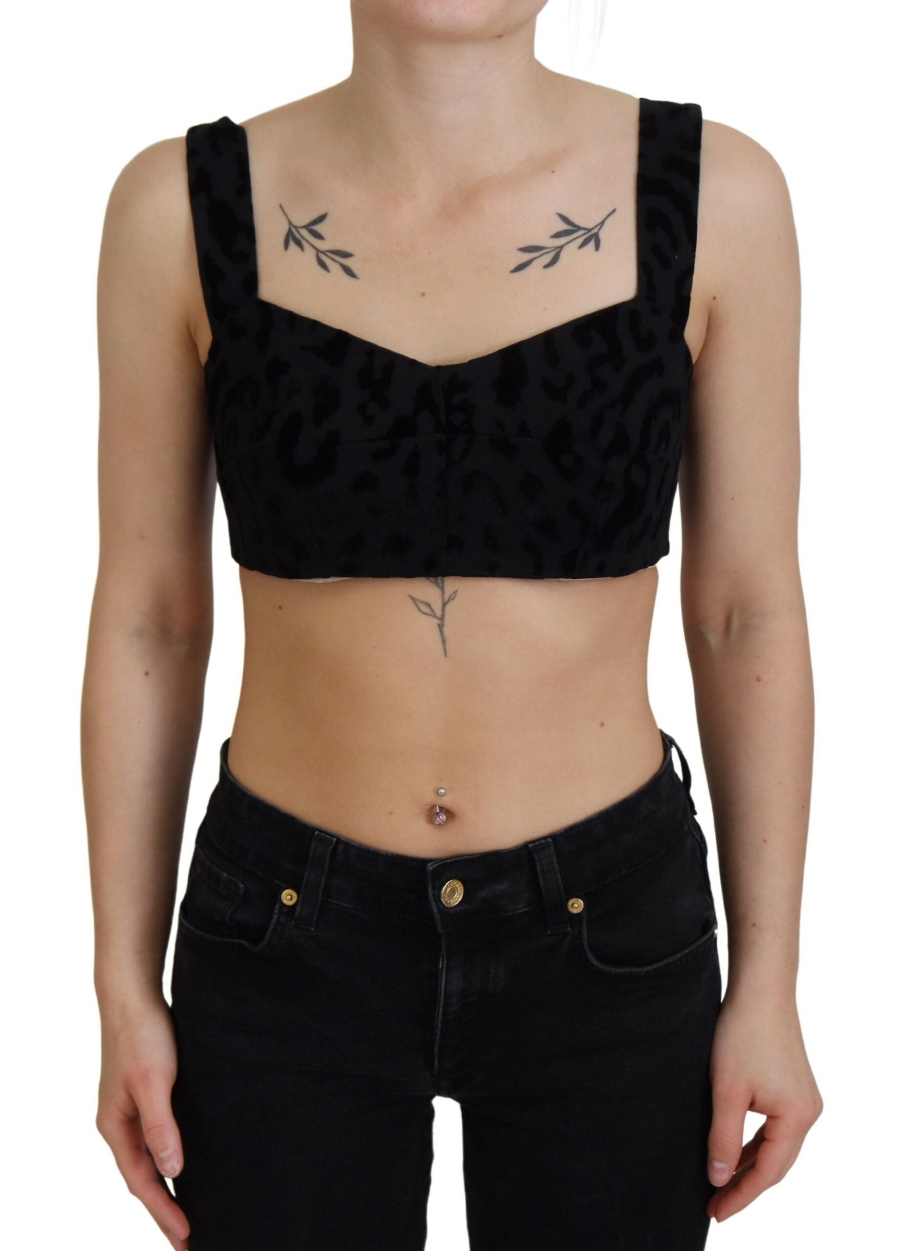 Dolce &amp; Gabbana Elegantes schwarzes Bustier-Korsett-Oberteil aus Baumwollmischung