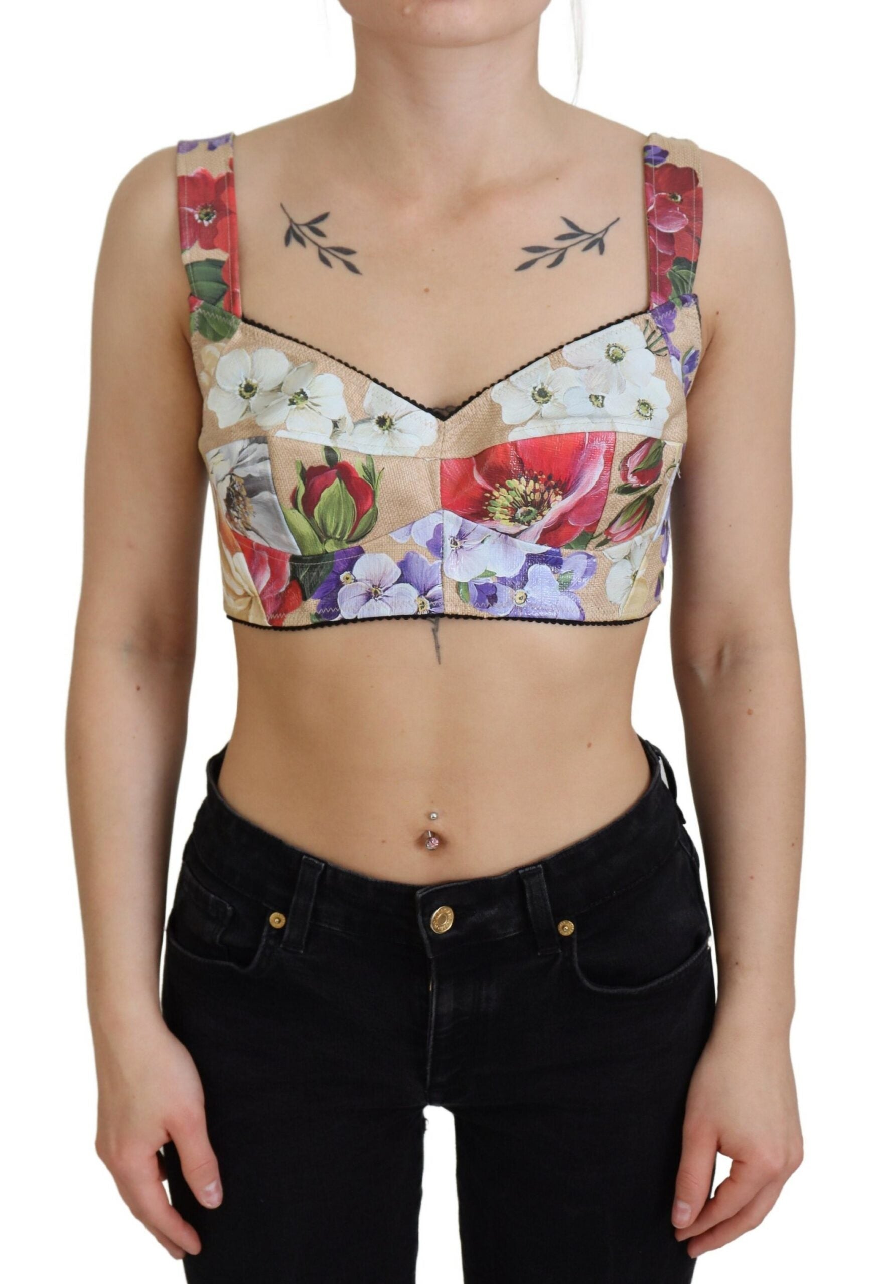 Dolce &amp; Gabbana – Bustier-Crop-Top mit Blumendruck
