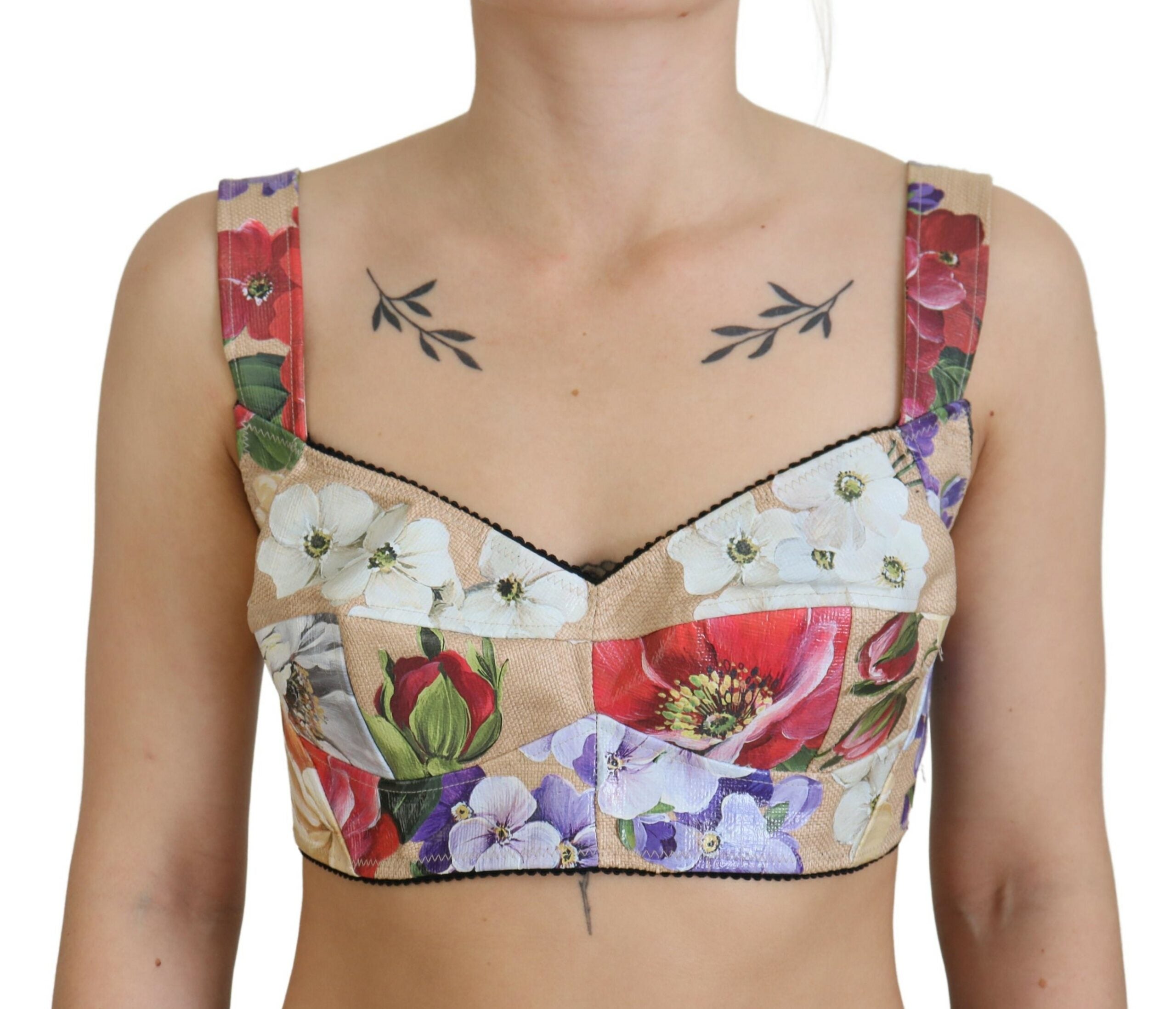Dolce &amp; Gabbana – Bustier-Crop-Top mit Blumendruck