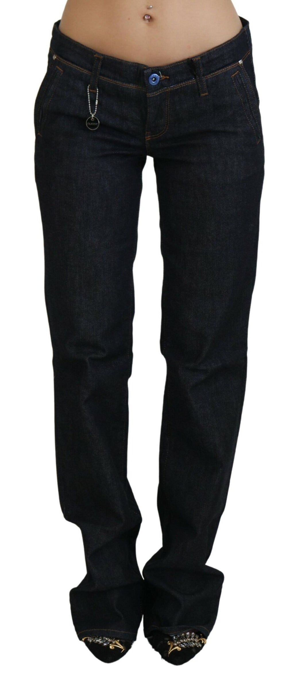 Costume National Chic Designer-Jeans mit niedriger Taille und geradem Bein