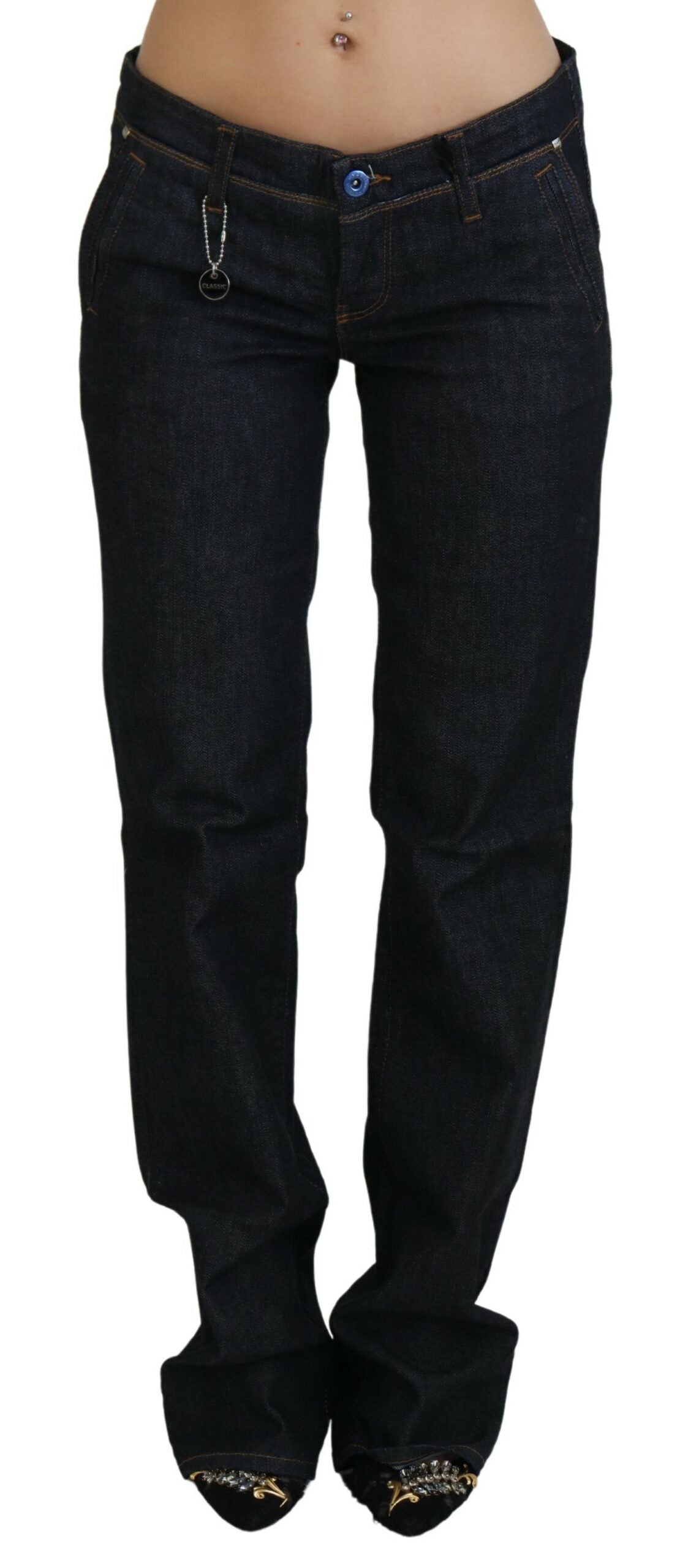 Costume National Chic Designer-Jeans mit niedriger Taille und geradem Bein