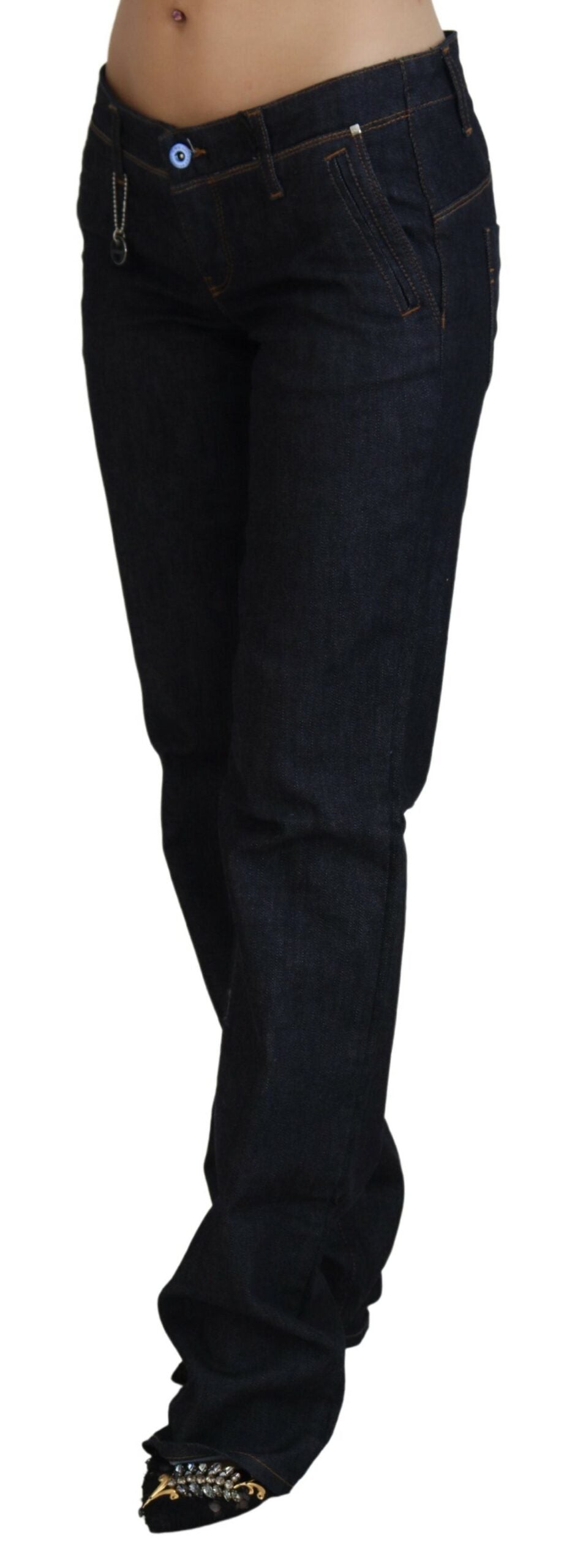 Costume National Chic Designer-Jeans mit niedriger Taille und geradem Bein