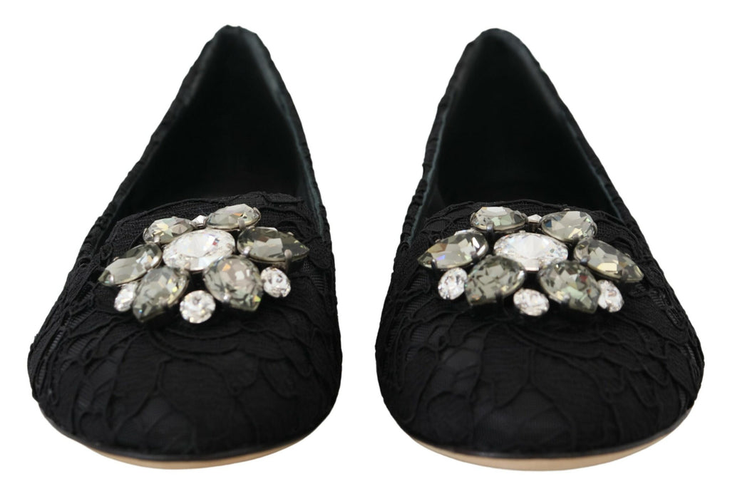 Dolce &amp; Gabbana Elegante, flache Vally-Schuhe mit floraler Spitze