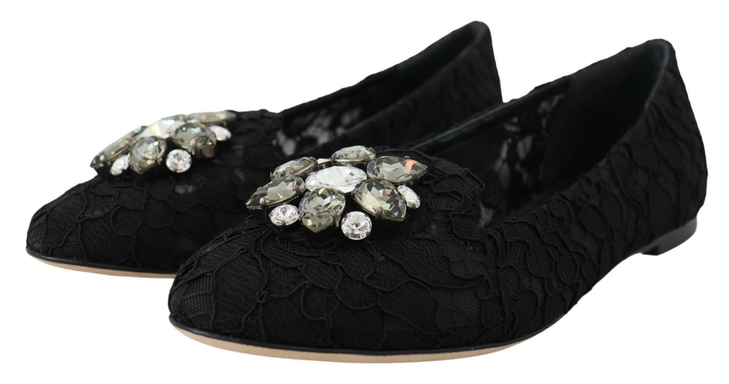 Dolce &amp; Gabbana Elegante, flache Vally-Schuhe mit floraler Spitze