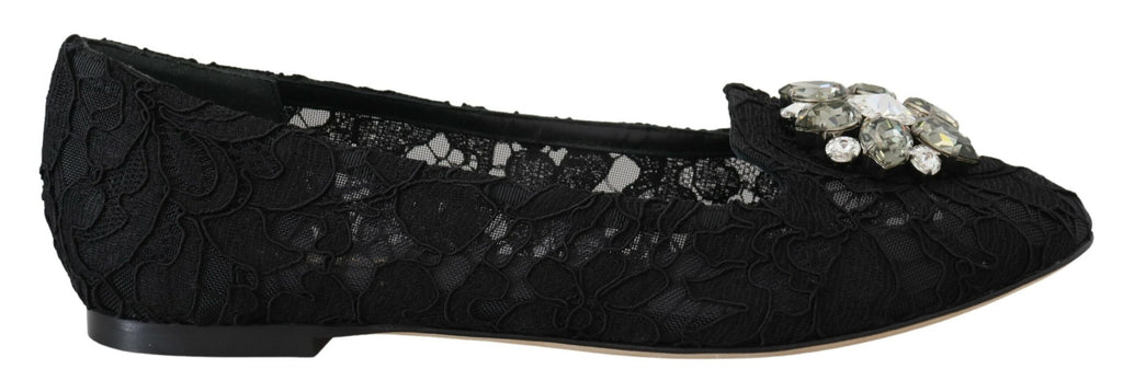 Dolce &amp; Gabbana Elegante, flache Vally-Schuhe mit floraler Spitze