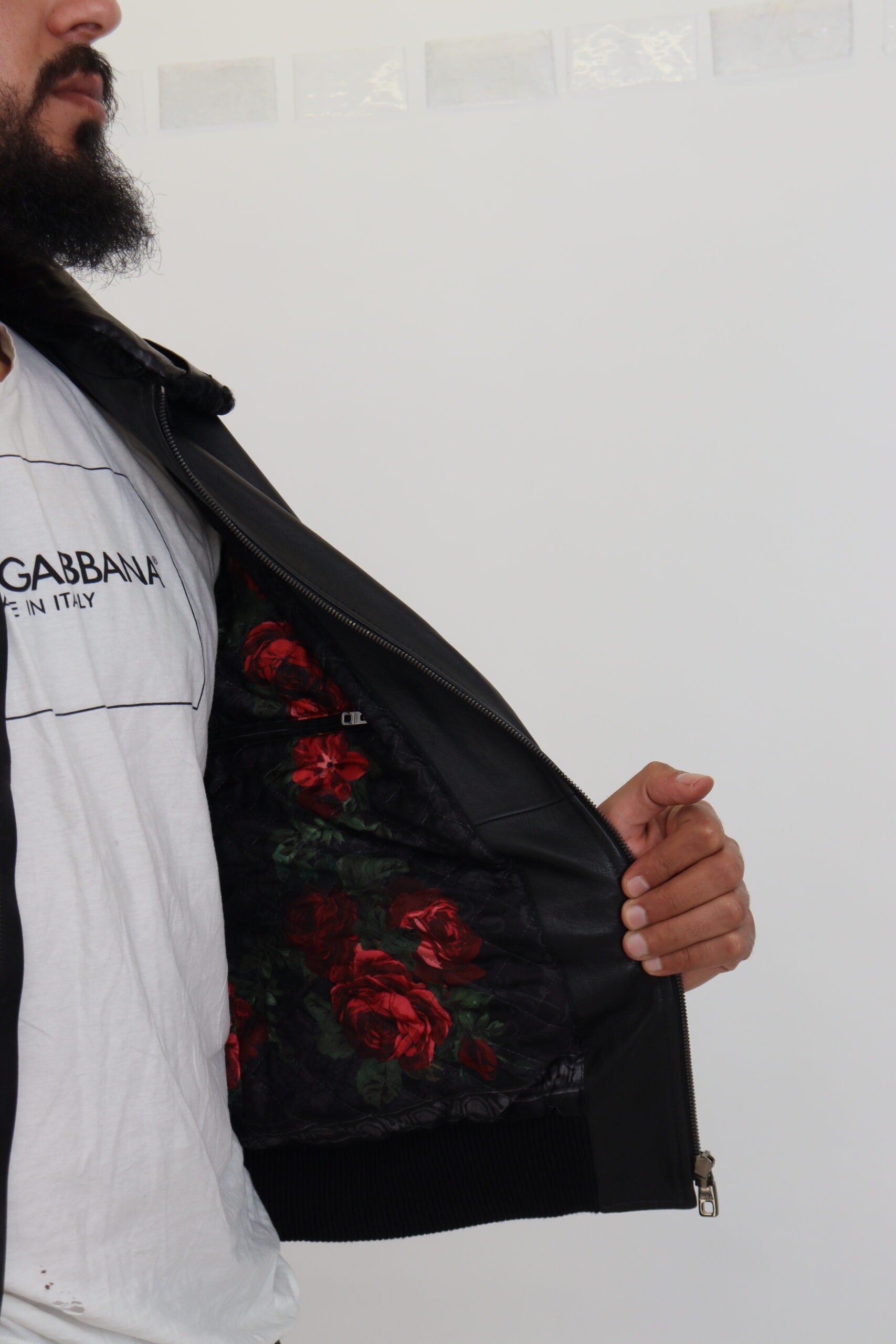 Veste chic en cuir noir doublée de soie Dolce &amp; Gabbana