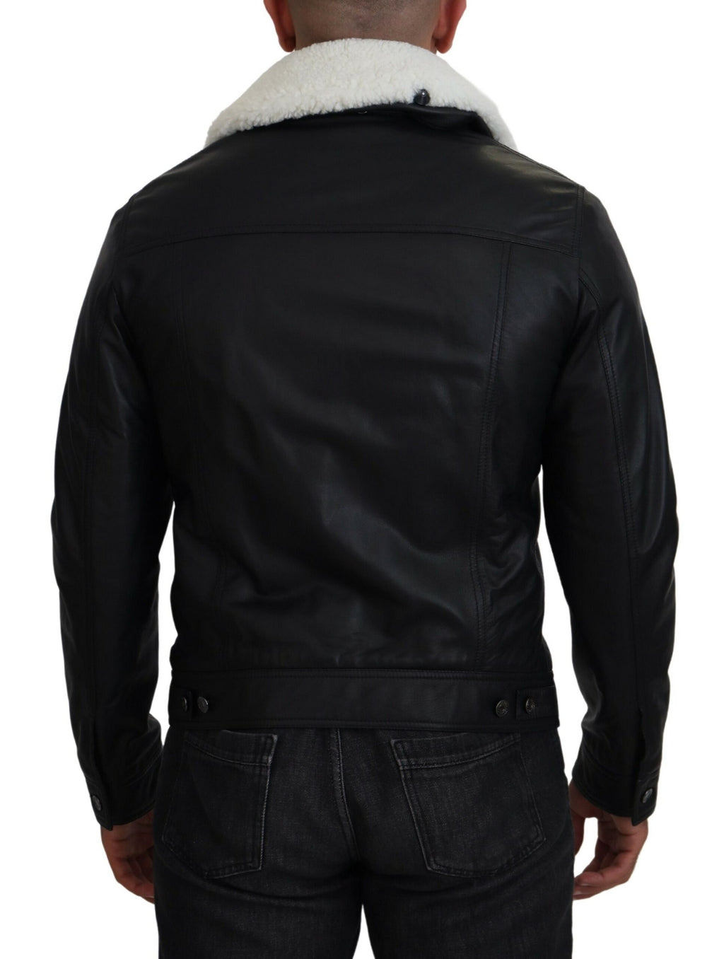Dolce &amp; Gabbana Élégant blouson aviateur en cuir noir
