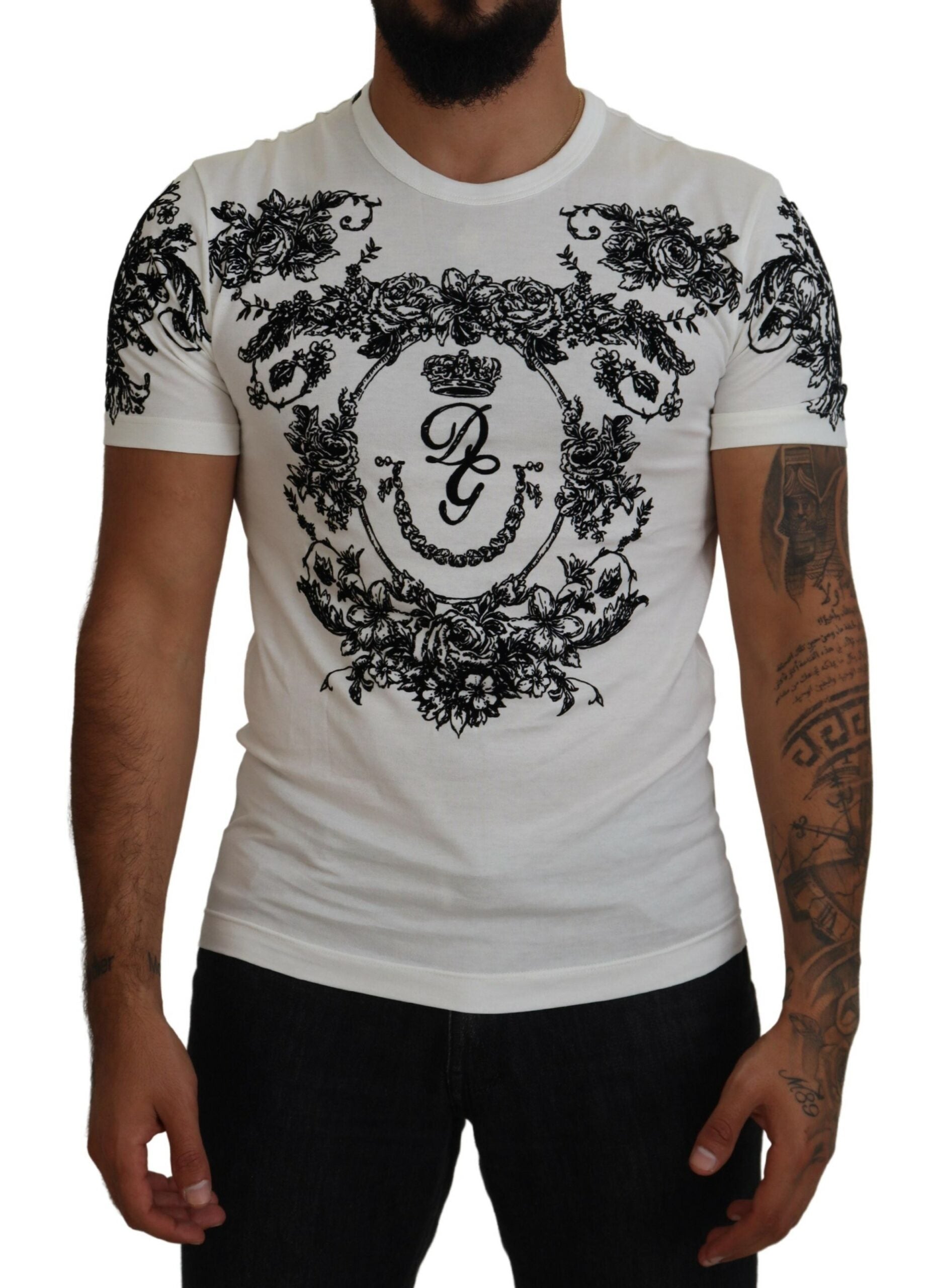 T-shirt élégant à couronne florale Dolce &amp; Gabbana