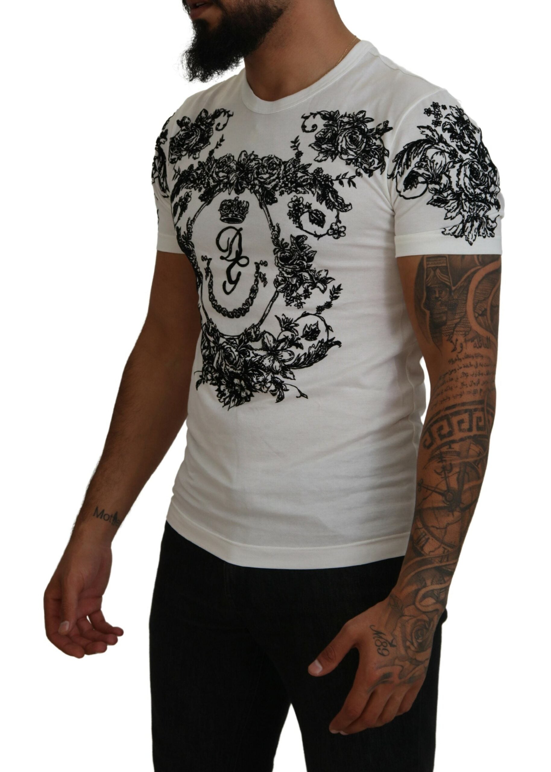 T-shirt élégant à couronne florale Dolce &amp; Gabbana