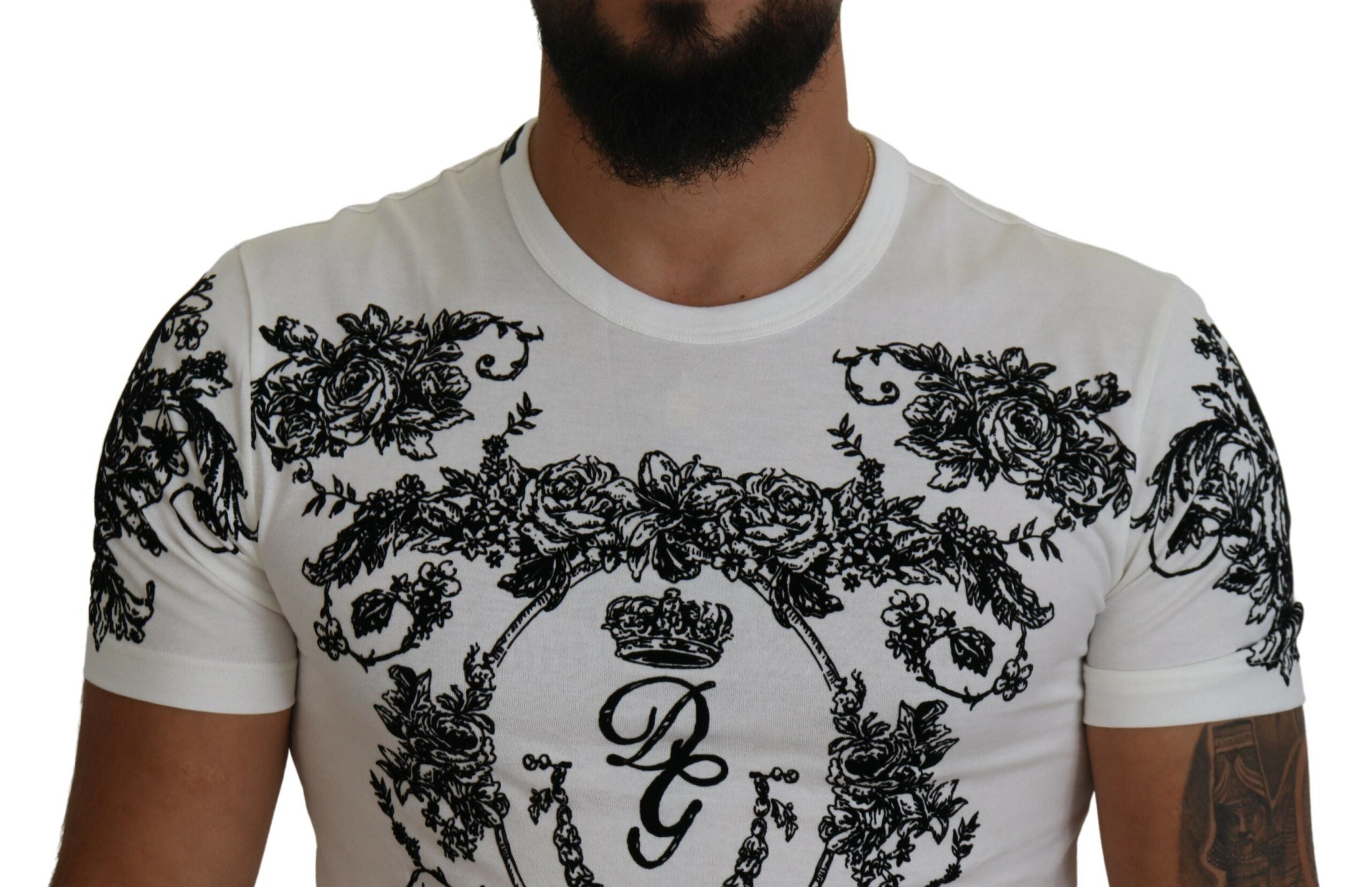 T-shirt élégant à couronne florale Dolce &amp; Gabbana