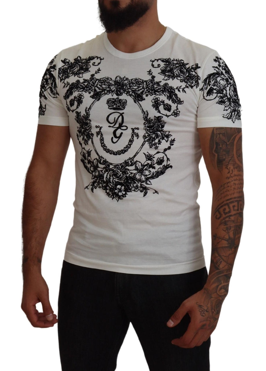 Dolce &amp; Gabbana Elegantes T-Shirt mit Blumenkrone