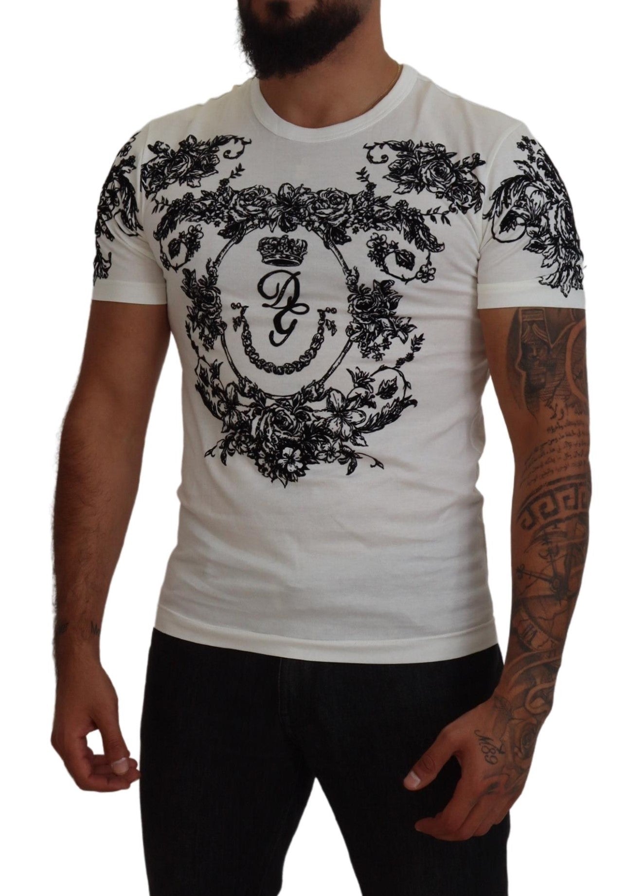 T-shirt élégant à couronne florale Dolce &amp; Gabbana