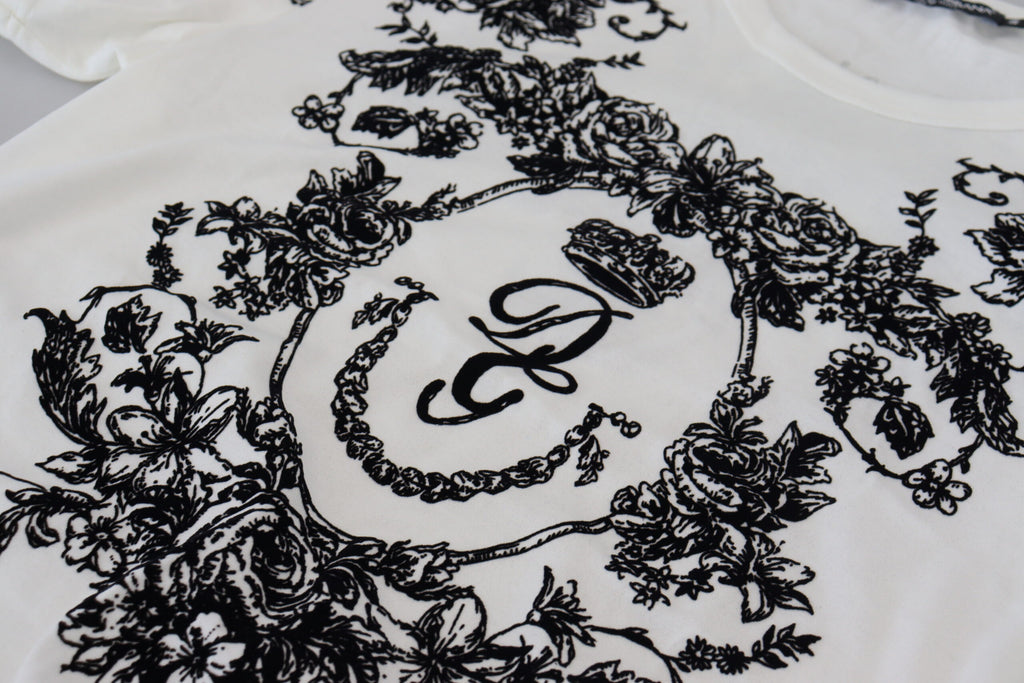 Dolce &amp; Gabbana Elegantes T-Shirt mit Blumenkrone