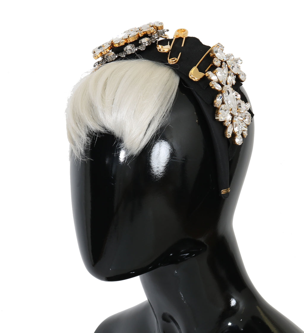 Dolce &amp; Gabbana Elegantes schwarzes Kristall-Stirnband-Diadem