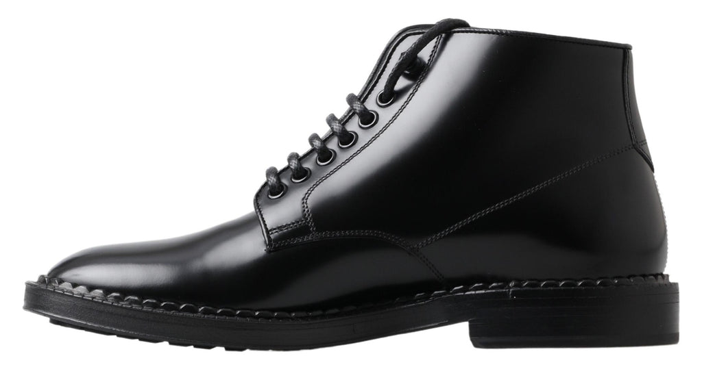 Dolce &amp; Gabbana Elegante schwarze Lederstiefel für Herren