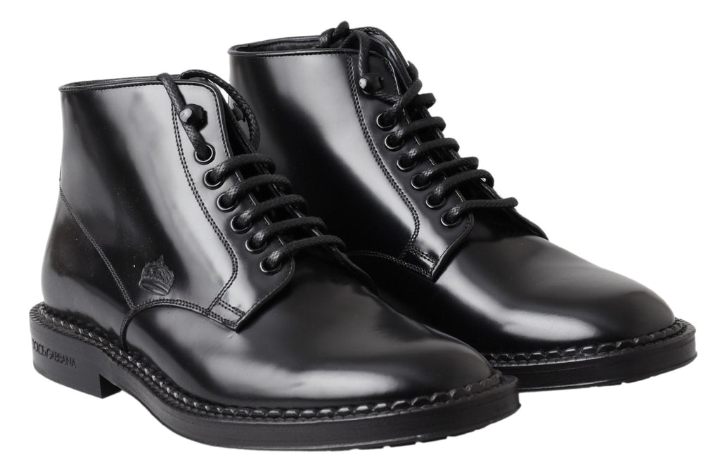 Dolce &amp; Gabbana Elegante schwarze Lederstiefel für Herren