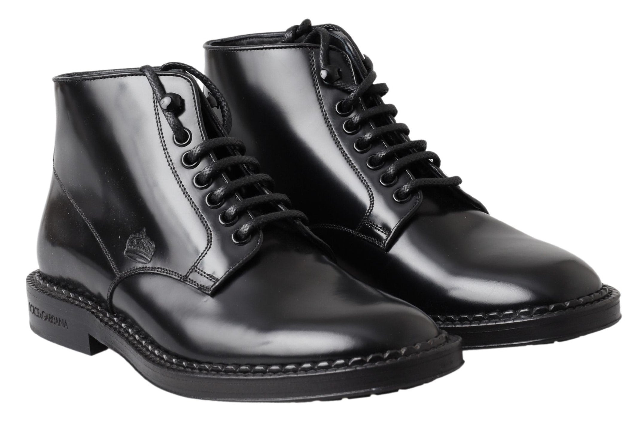 Dolce &amp; Gabbana Elegante schwarze Lederstiefel für Herren
