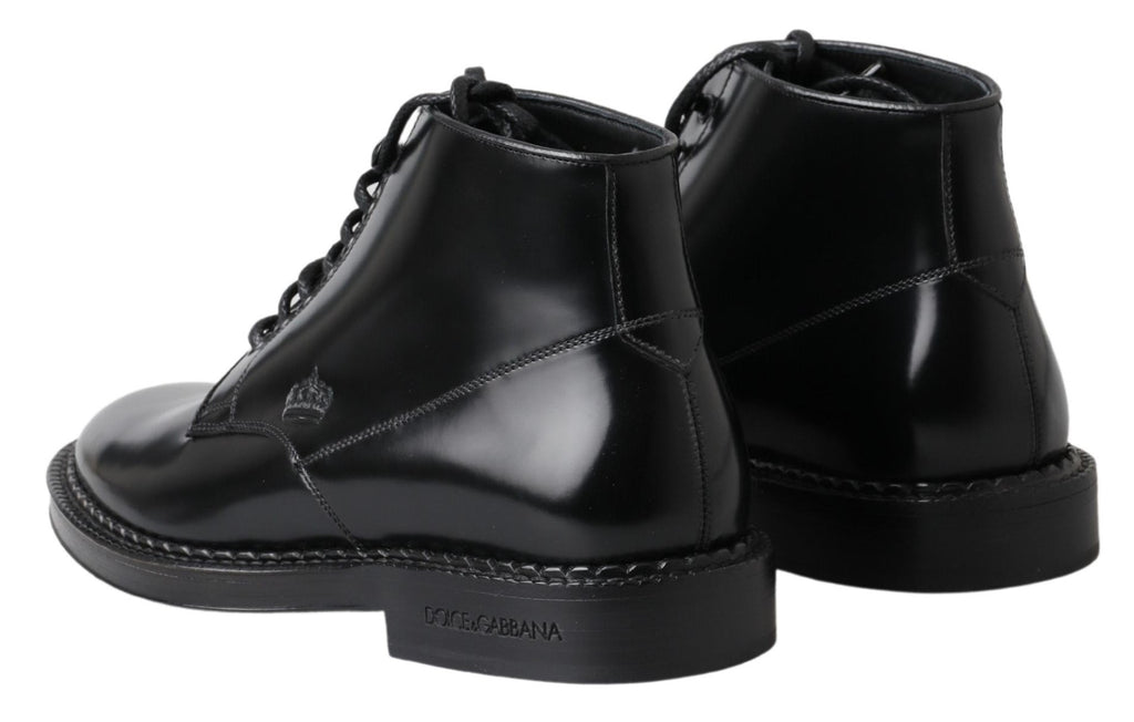 Dolce &amp; Gabbana Elegante schwarze Lederstiefel für Herren