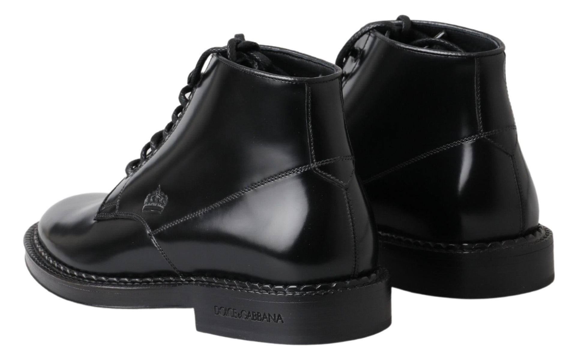 Dolce &amp; Gabbana Elegante schwarze Lederstiefel für Herren