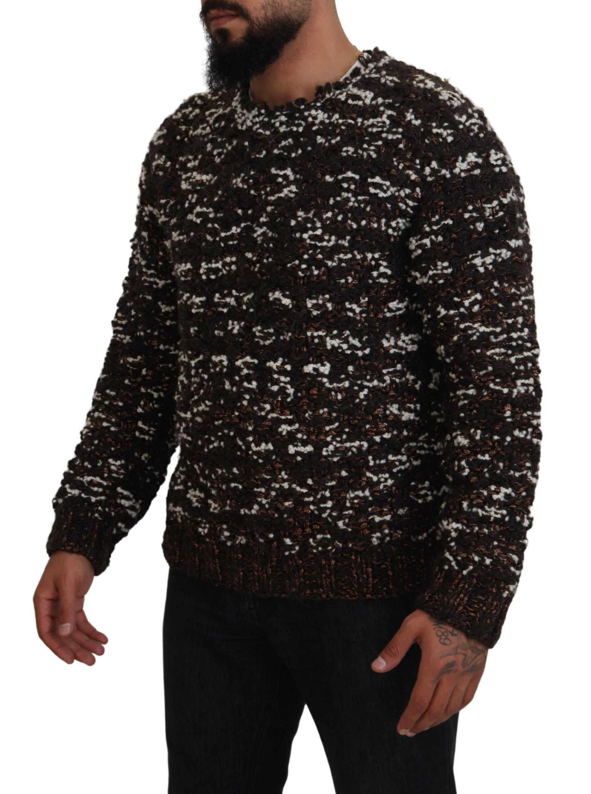 Dolce &amp; Gabbana Eleganter bronzefarbener Strickpullover