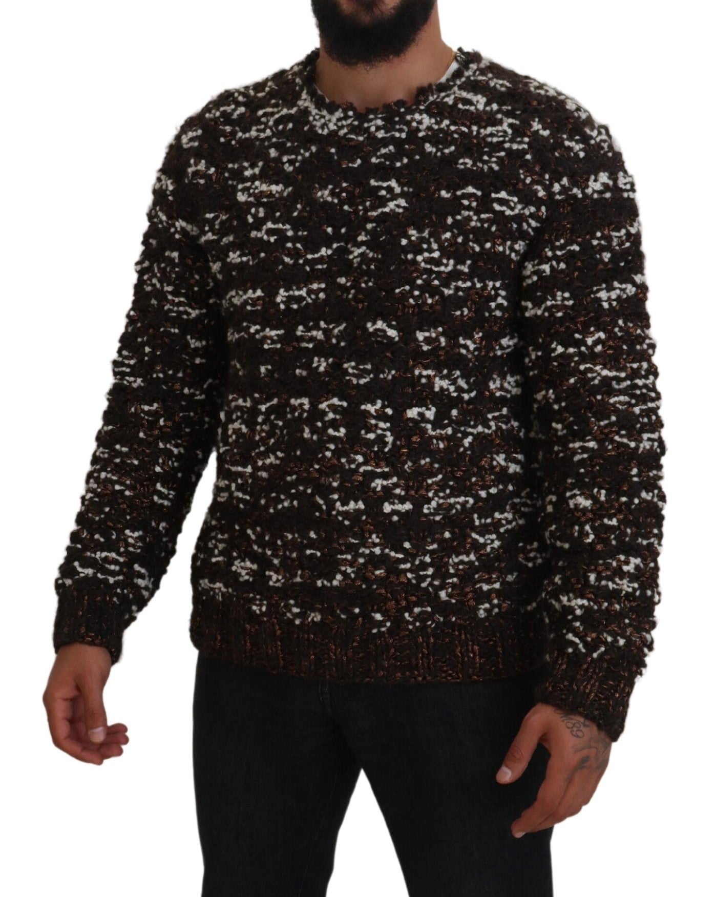 Dolce &amp; Gabbana Eleganter bronzefarbener Strickpullover
