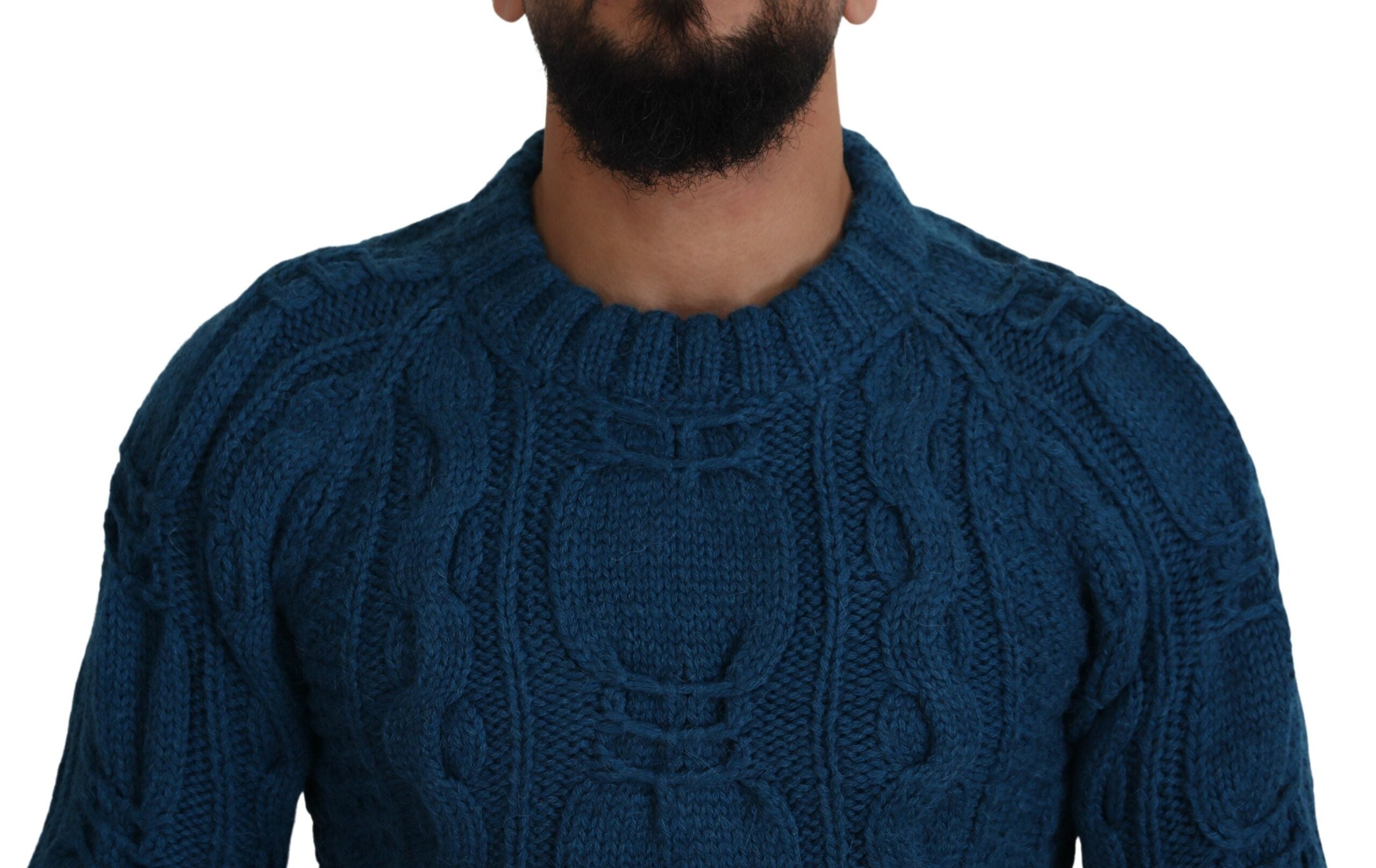 Dolce &amp; Gabbana Eleganter blauer Pullover mit Rundhalsausschnitt