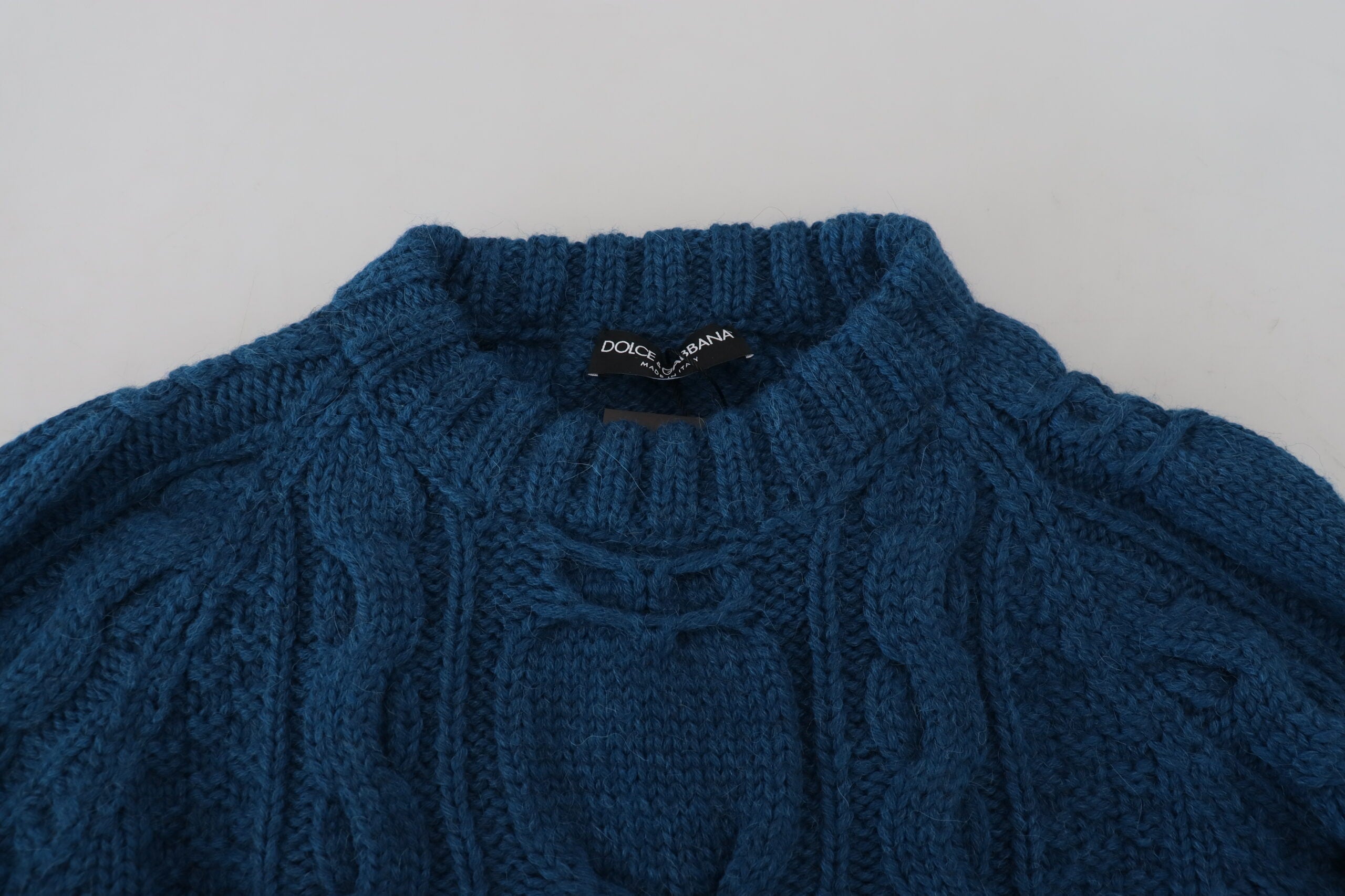 Dolce &amp; Gabbana Eleganter blauer Pullover mit Rundhalsausschnitt