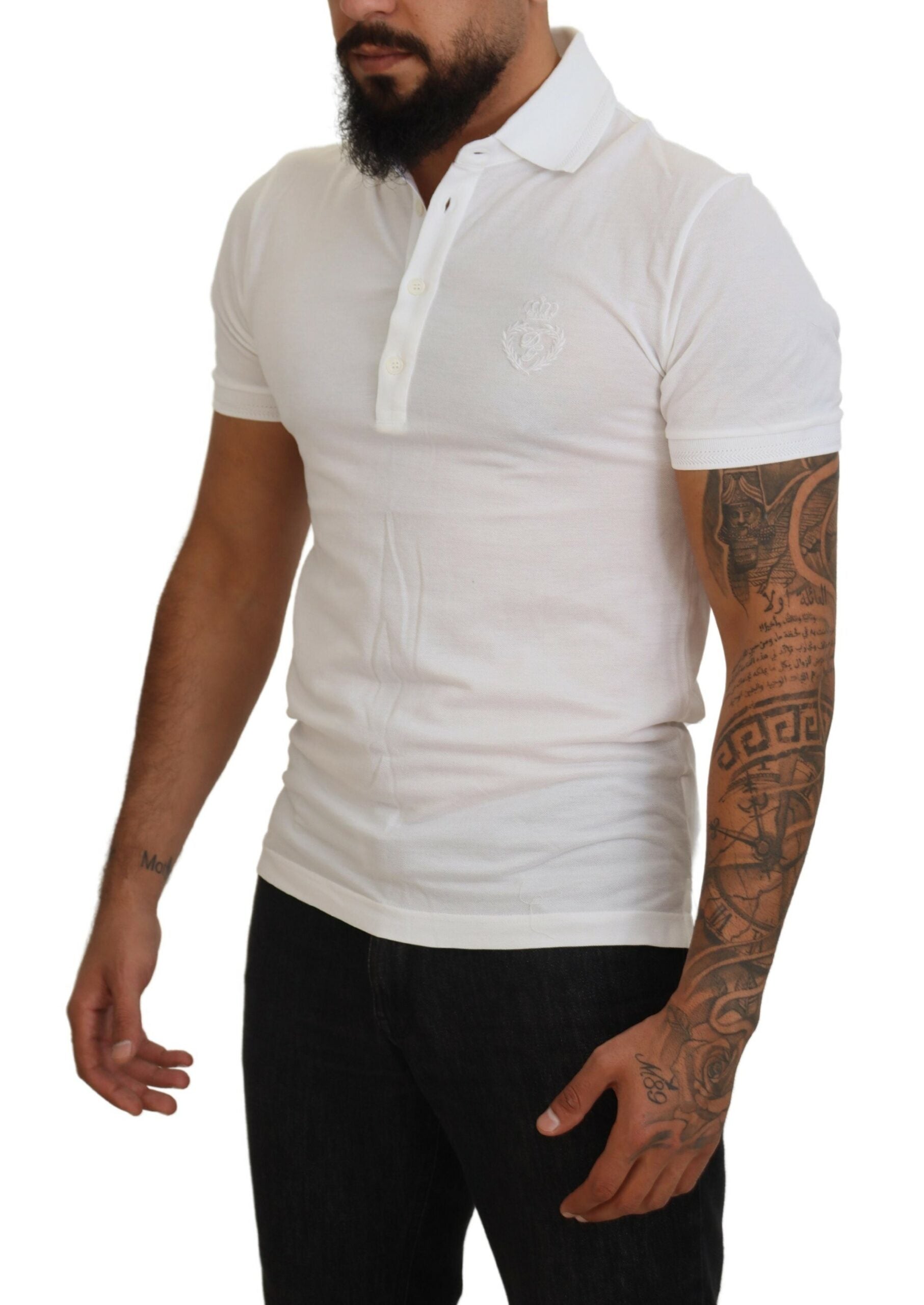 Dolce &amp; Gabbana Elegantes Poloshirt aus weißer Baumwollmischung